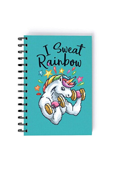 Generic Spiral A5 Notebook Retro Pixel Art I sweat Rainbow Blue