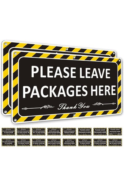 Generic ARS® (2 Pack) Please Leave Packages Here Sign - 12" x 6.7" Metal Deli...