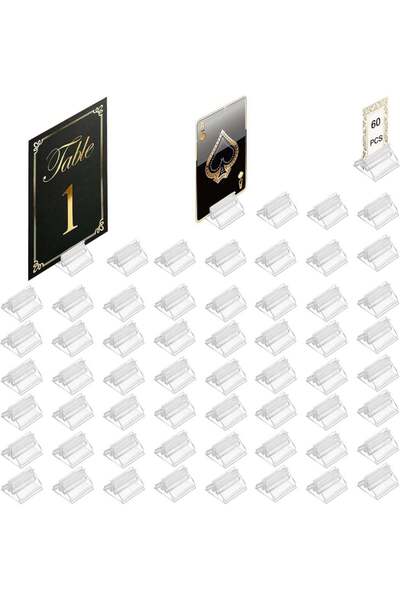 Generic 60 Pcs Small Acrylic Clear Stands Card Holders, 0.75 Inch, Display St...