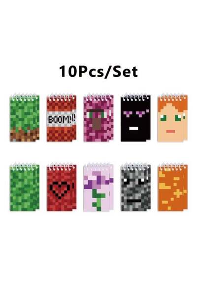 Generic Minecraft Theme Notebook Set 10pcs 10x6cm 24 Pages Kids Student Mini ...