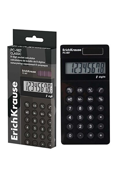 Generic 8-Digit Pocket Size Calculator With Dual Power Black Body