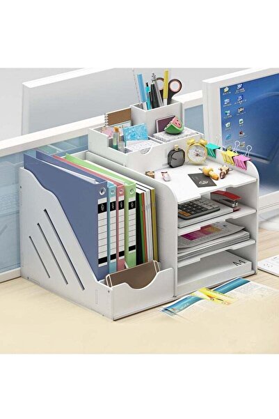 Generic 4-Tier Office White Desktop Organizer Paper File Rack with Vertical H...