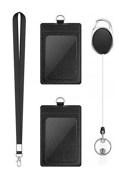 Generic 2 Pack Badge Holders, Leather ID Badge Card Holder with Detachable Ne...