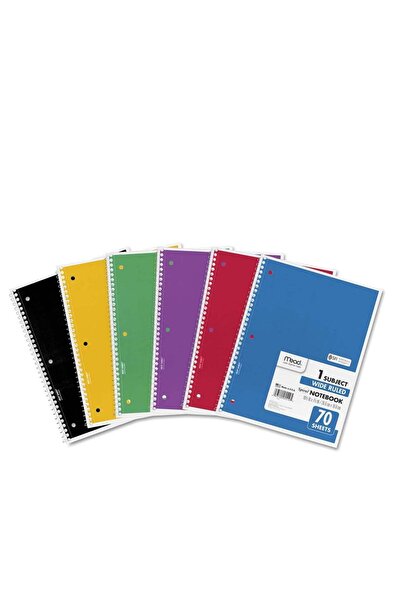Generic Mead Spiral Notebook, Wide Ruled, 5 Subject, 180 Sheets White paper, ...
