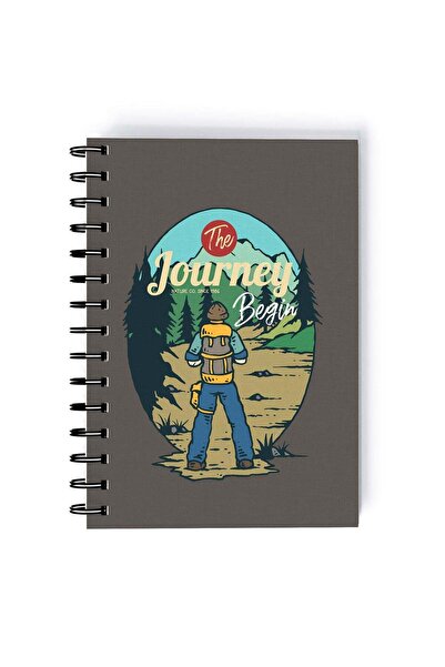 Generic Spiral A5 Notebook Adventure and Wild Hiking Journey Grey Aesthetics