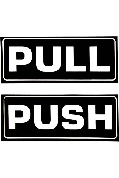 Generic Push Pull Door Horizontal Stickers Sign of 2 Pack 5" X2" In, Back Sel...