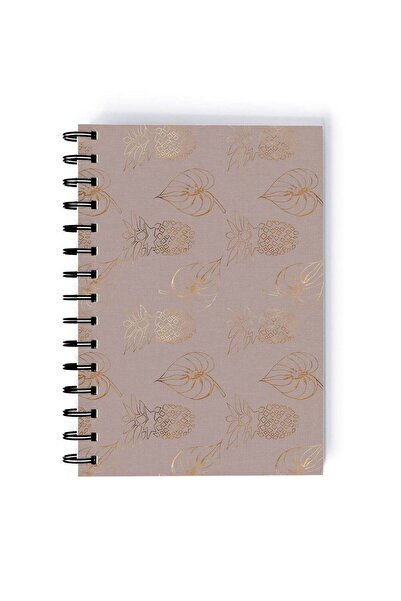 Generic Spiral A5 Notebook Floral Motif Beige and Brown Aesthetics