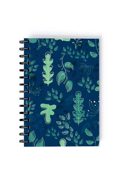 Generic Nocturnal Floral Print Rectangle Spiral A4 Notebook Blue
