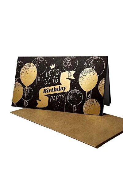 Generic Let's Go To Birthday Party card, black and gold gift card, unique des...