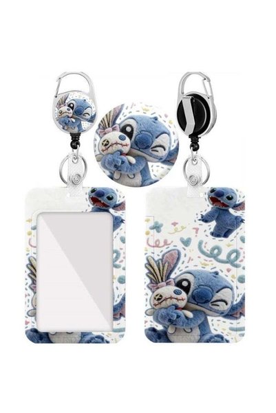 Generic 2D 2in1 Disney Cute Stitch Hugging Scrump Cartoon Design-ID card hold...