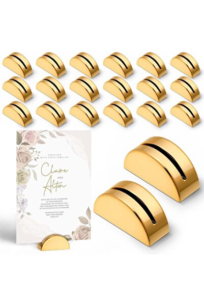 Generic 20Pcs Gold Acrylic Table Number Holders with Card Slots – Semi-Circul...