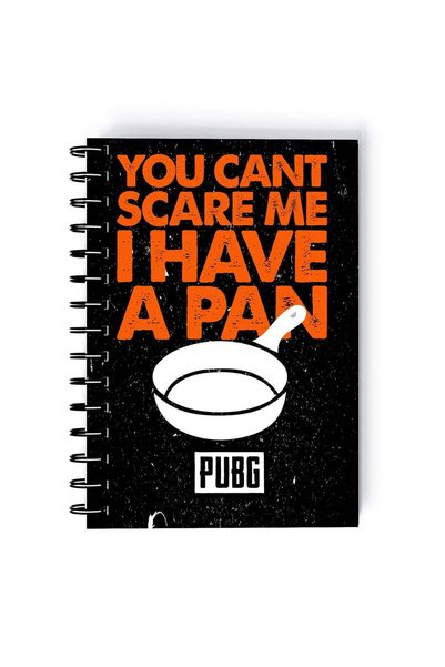 Generic Spiral A4 Notebook PUBG Quote You can't scare me Black Orange
