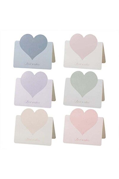 Generic 6 Pcs Foldable Love Heart Greeting Cards, Assorted Color Romantic Hea...