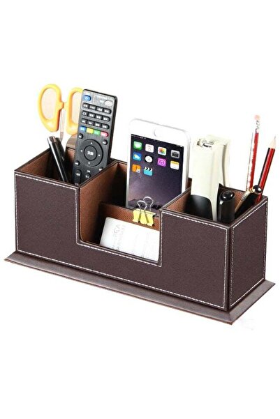 Generic PU Leather Desk Organizer and Pen Holder, 4 Compartment Multifunction...