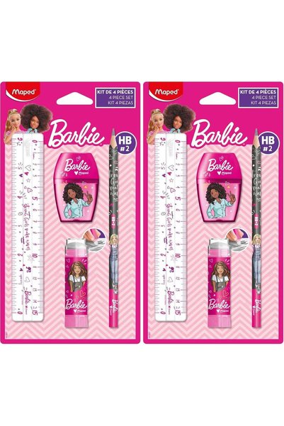 Generic Maped Barbie School Supplies Set - 4 Piece Writing Kit