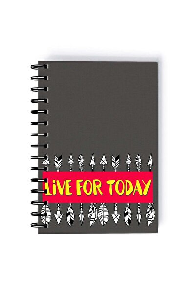 Generic Spiral A5 Notebook Typography Motivational Quote Live for Today grey ...