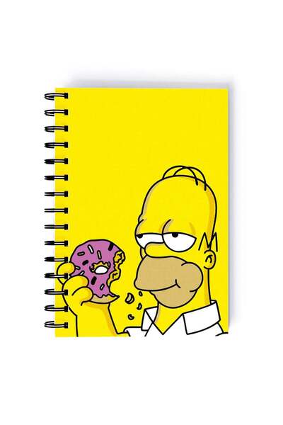 Generic The Simpsons Donut Printed Spiral A5 Notebook Pink/Yellow/White