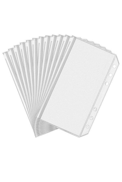 Generic 12pcs A6 Size Binder Pockets, 6 Hole Clear Zipper Cash Envelopes for ...