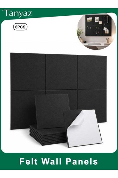 Generic Black Self Adhesive Felt Panels, 6 PCS Wall Panels for Office Board, ...