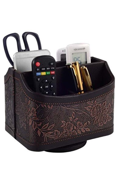 Generic Antique Leather 360° Rotating Desk Organizer for Remote Controls, Pen...
