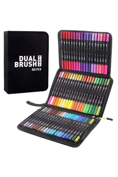 Generic Dual Brush Marker Pens, 60 Colors Double Art Markers Set with Fine Ti...