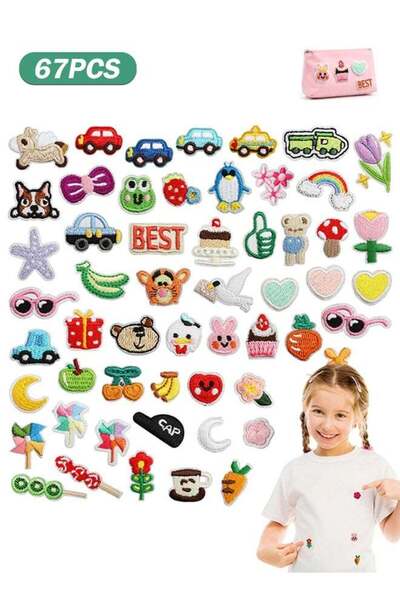 Generic 67Pcs Cute Iron On Patches Set, Cute Iron-On/Sew-On Patches for Kids ...