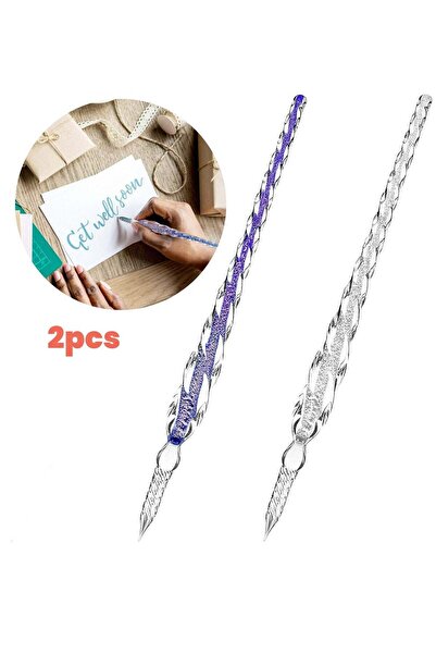 Generic 2 Pieces Handmade Glass Dip Pen, High Borosilicate Glass Elegant Crys...