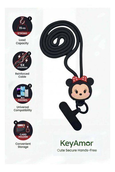 Generic Phone Strap Lanyard with Detachable ID Card and Badge Holder - Black ...
