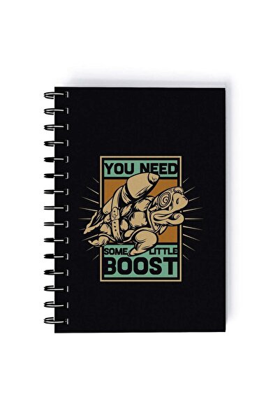 Generic Spiral A5 Notebook Retro Pixel Art Funny Turtle Quote Blue