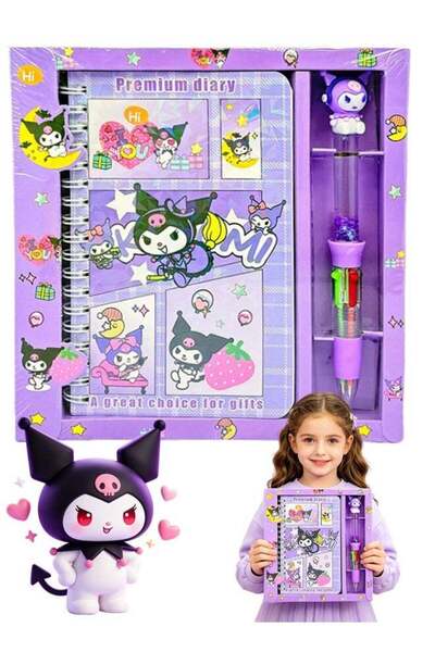 Generic Sanrio Kuromi Kawaii Cartoon Notebook with Pen, Cute Stationery Diary...