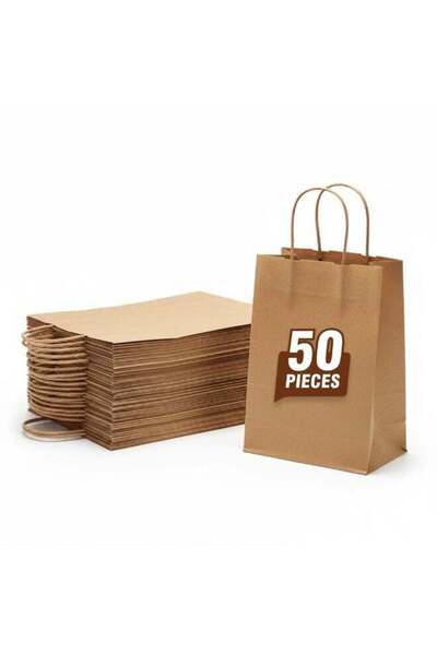 Generic Duravel Brown Kraft Paper Bags with Twisted Handles, 26x24x12 cm, Pac...