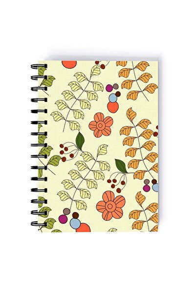 Generic Floral Print With Leaves Rectangle Spiral A5 Notebook Multicolour