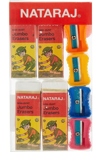 Generic Nataraj Non Dust Jumbo Eraser and Sharpener Set