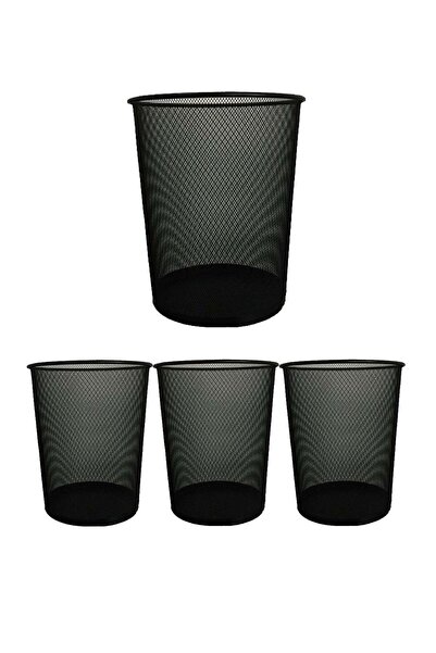 Generic 4-Piece Metal Mesh Dust Bin Medium Size Black