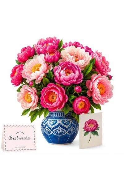 Generic 3D Pop Up Flowers Bouquet Greeting Cards - Forever Peonies Paper Flow...