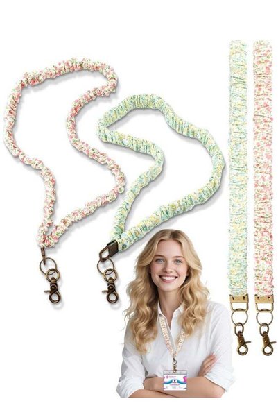 Generic 2 Pack Badge Reel Lanyard Floral Scrunchie Retractable ID, Soft Polye...
