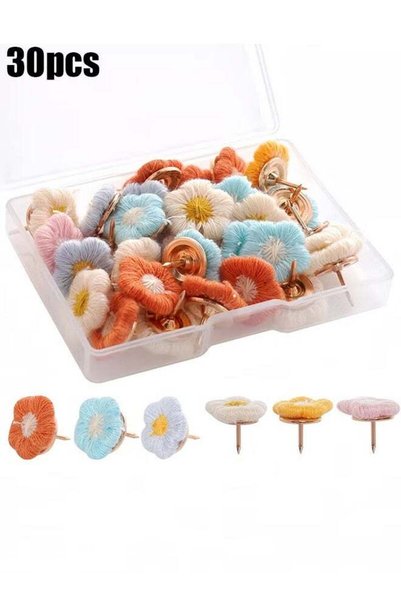 Generic 30 Pcs Push Pins Cute Decorative Flower Thumb Tacks Bulletin Board Co...