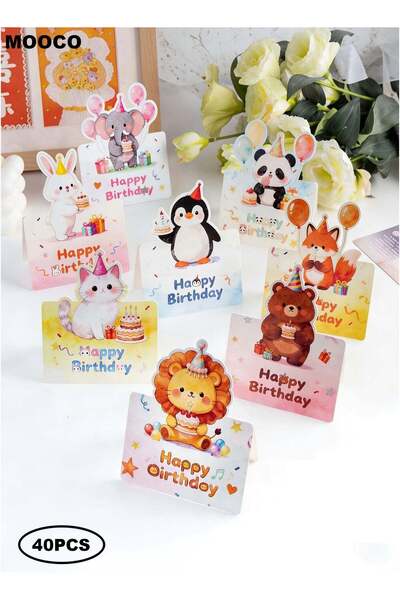 Generic 40PCS Birthday Cards,3D Animal Birthday Postcard,Birthday Party Greet...