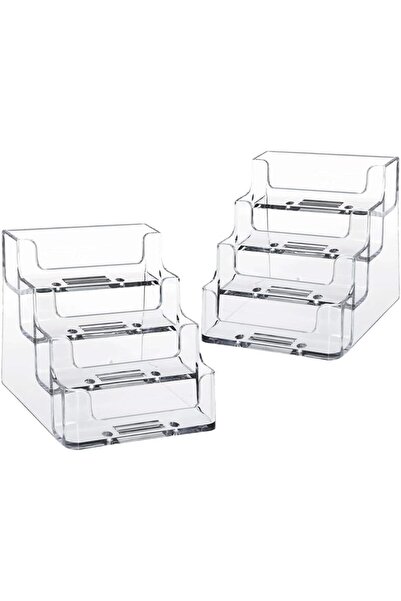 Generic ARS® 2 PCS 4 Tier Business Card Holder – Transparent Acrylic Card Dis...