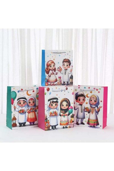 Generic 12PCS Ramadan & Eid Cartoon Moon Paper Gift Bags – 4 Assorted Designs...