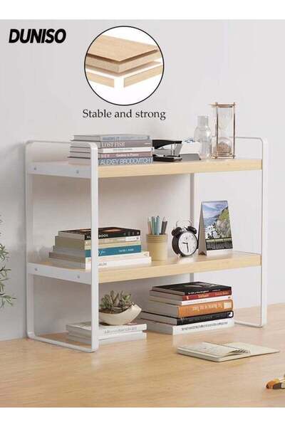 Generic 2 Tier Modern Wooden Office Desk Shelf Organizer, Desktop Organizer S...