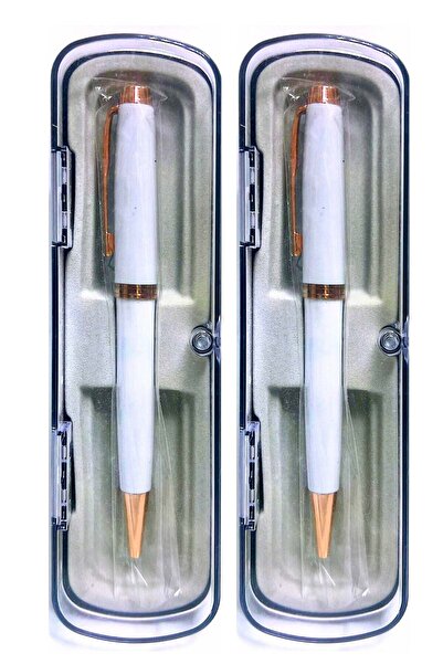 Generic Premium Metal Ball Pen Blue Ink White Color Body Pack Of 2