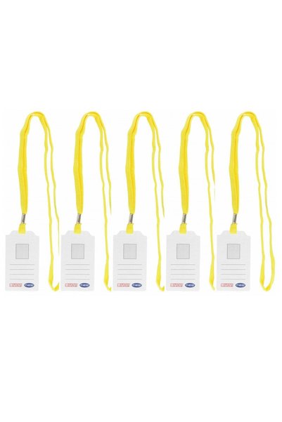 Generic 5-Piece ID Card Holder Vertical With Yellow Lanyard