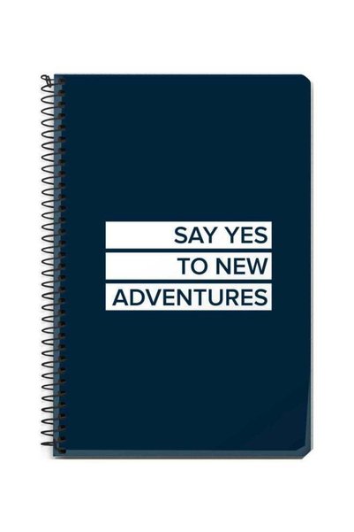 Generic A5 Say Yes To New Adventures Printed Spiral Bound Notebook Blue/White