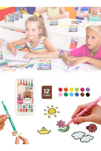 Generic 12 Color Mini Non Toxic Crayons, Coloring Drawing Art Supplies Twist ...
