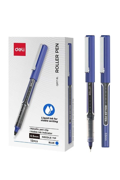 Generic 12-Piece Q657 Roller Pen With 0.5mm Needle Tip Blue Ink