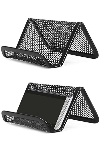Generic 2 Pcs Black Metal Wire Mesh Business Card Holder Desktop Display Stan...