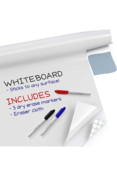 Generic ARS Large Whiteboard Wall Sticker Roll - 3 Dry Erase Board Markers In...