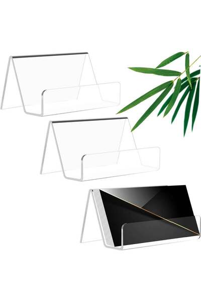 Generic 3 Pack Acrylic Business Card Holder, Clear Desk Card Stand, Card Orga...