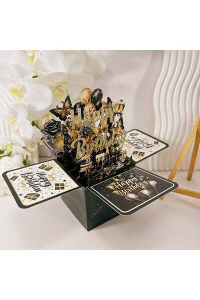 Generic 3D Happy Birthday Card, paper-cutting creative festival gift envelope...